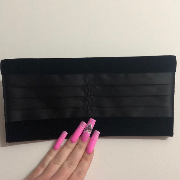 Yves Saint Laurent Handbags - YSL clutch bag wallet velvet velour satin black